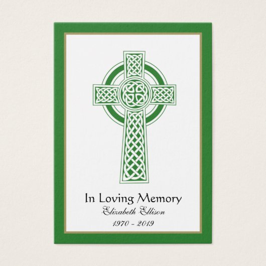 Prière commémorative de Croix celtique verte (Devant)