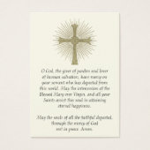 Prière commémorative de la Croix catholique Carte (Devant)