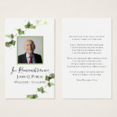 Prière commémorative de vigne vierge anglaise (Devant & derrière)