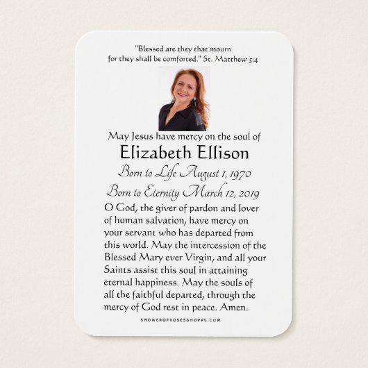 Prière commémorative des funérailles de la Croix c (Dos)