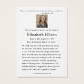 Prière commémorative du rosaire floral de lavande (Dos)