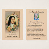 Prière commémorative funéraire catholique Carte Sa (Devant & derrière)