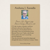 Prière commémorative funéraire catholique Carte Sa (Dos)