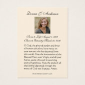 Prière commémorative funéraire catholique Carte Sa (Dos)