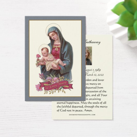 Prière commémorative funéraire catholique Carte Sa (Bureau)