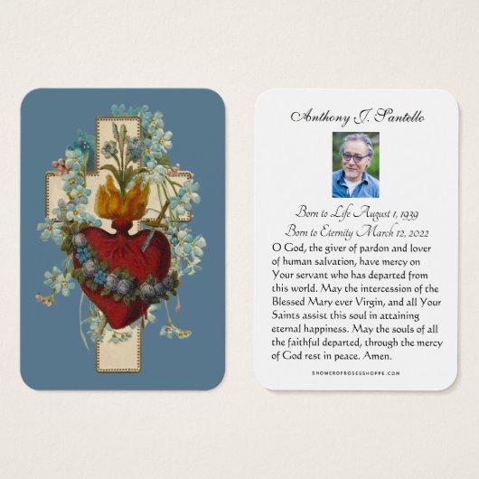 Prière commémorative funéraire catholique Carte Sa (Devant & derrière)