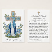 Prière commémorative funéraire catholique Carte Sa (Devant & derrière)