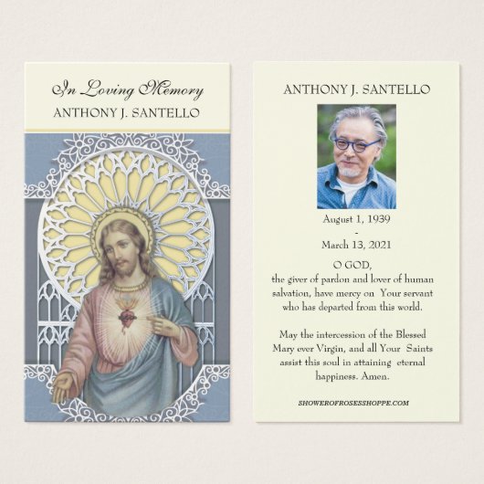 Prière commémorative funéraire catholique Saint-Ma (Devant & derrière)