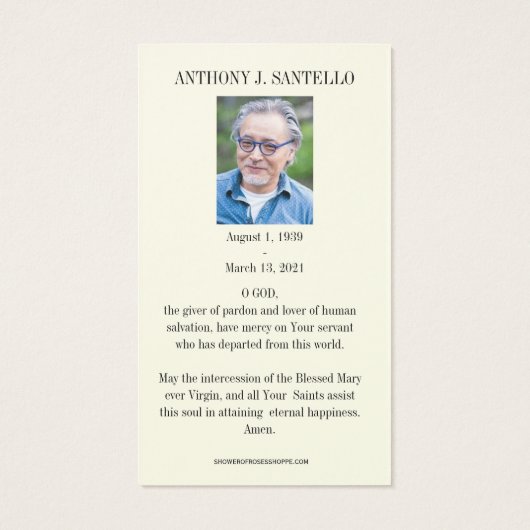 Prière commémorative funéraire catholique Saint-Ma (Dos)