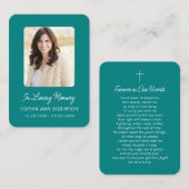 Prière commémorative funéraire Souvenir Cartes Tur (Devant / Derrière)