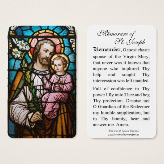 Prière commémorative Saint Joseph & Jésus Carte Sa (Devant & derrière)