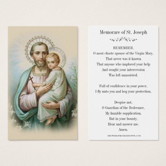 Prière commémorative Saint Joseph & Jésus Carte Sa (Devant & derrière)