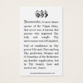 Prière commémorative Saint Joseph & Jésus Carte Sa (Dos)