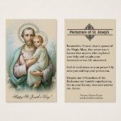 Prière commémorative Saint Joseph & Jésus Carte Sa (Devant & derrière)
