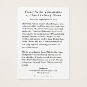 Prière de canonisation de Fulton Sheen Catholique (Dos)