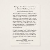Prière de canonisation du Bienheureux Fulton Sheen (Dos)