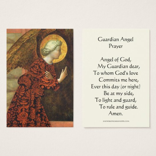 Prière de l'Ange du Gardien catholique Carte Saint (Devant & derrière)