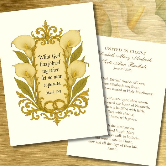 Prière de mariage catholique Écriture Lys