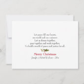 Prière de Noël pour la paix Carte de vacances appa (Dos)