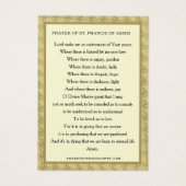 PRIÈRE DE PRIÈRE RELIGIEUSE SAINT FRANCIS ASSISI (Dos)
