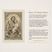 Prière de protection catholique de Jésus Saint-Jos (Devant & derrière)