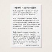 Prière de protection catholique Saint-Joseph (Dos)