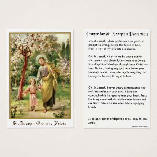 Prière de protection de saint Joseph Jésus (Devant & derrière)