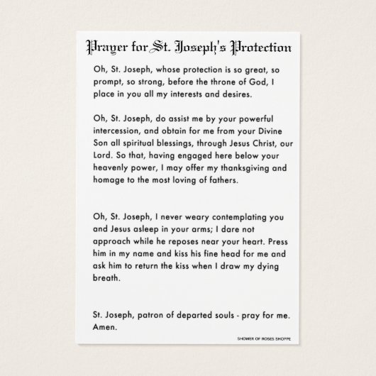 Prière de protection de saint Joseph Jésus (Dos)