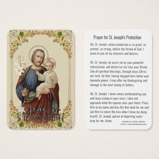 Prière de protection de saint Joseph Jésus (Devant & derrière)