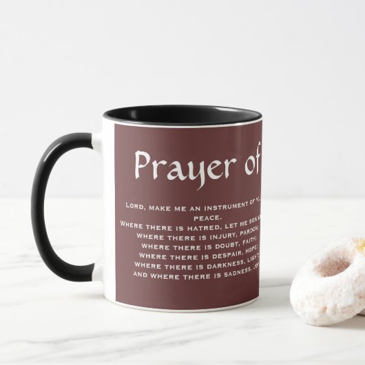 Prière de Saint François Mug à café (Avec donut)