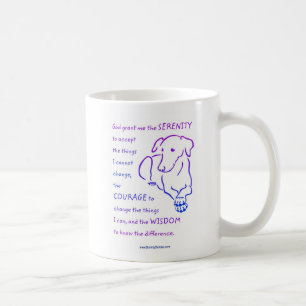 Prière de sérénité avec tasse de chien