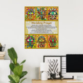 Prière des Mariages juifs Poster d'or Hamsa (Bureau à domicile)