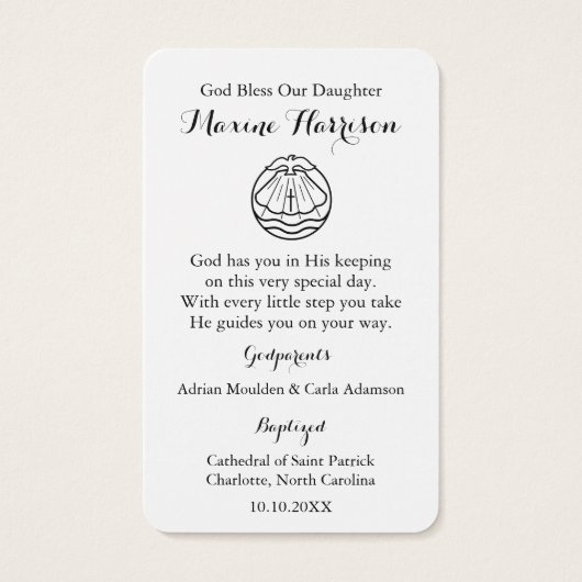 Prière du baptême | Carmel (Dos)