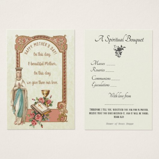 Prière du Bouquet spirituel religieux Carte Sainte (Devant & derrière)