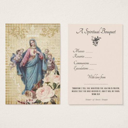 Prière du Bouquet spirituel religieux Carte Sainte (Devant & derrière)
