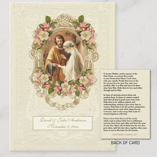 Prière du Mariage catholique traditionnel Carte Sa