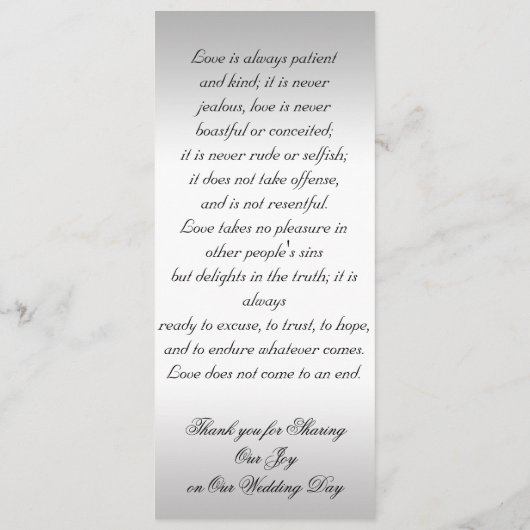 Prière du programme de mariage officiel de l'argen (Dos)