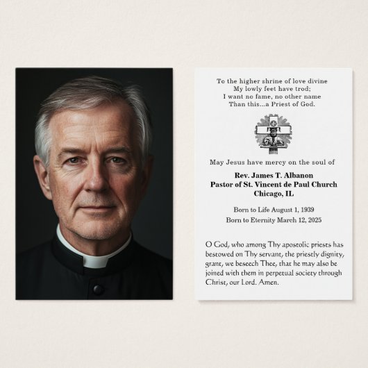 Prière funéraire catholique (Devant & derrière)