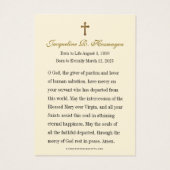 Prière funéraire catholique des trois coeurs (Dos)