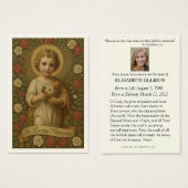 Prière funéraire Christ Enfant Mémorial Floral (Devant & derrière)