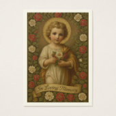 Prière funéraire Christ Enfant Mémorial Floral (Devant)