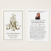 Prière funéraire de la Croix mariale d'or religieu (Devant & derrière)