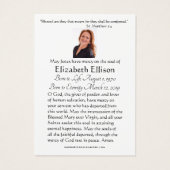 Prière funéraire de la Croix mariale d'or religieu (Dos)