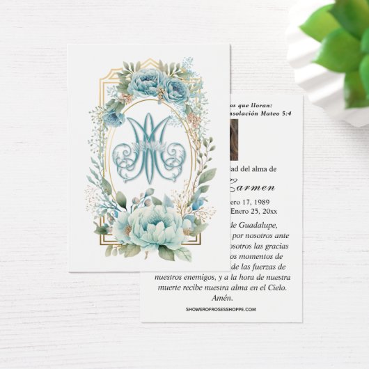 Prière funéraire espagnole Florale Bleue (Bureau)