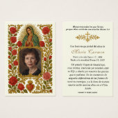 Prière funéraire espagnole Notre-Dame de Guadalupe (Devant & derrière)