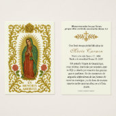 Prière funéraire espagnole Notre-Dame de Guadalupe (Devant & derrière)