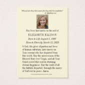 Prière funéraire Floral Rosaire (Dos)