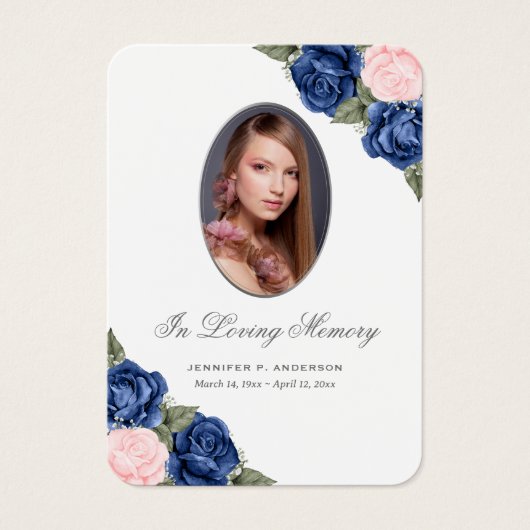 Prière funéraire Florale Bleu rose Argent (Devant)