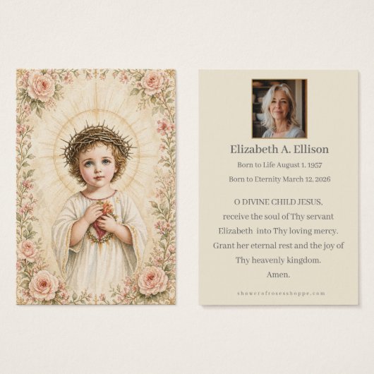 Prière funéraire mémorielle de l'Enfant Jésus cath (Devant & derrière)