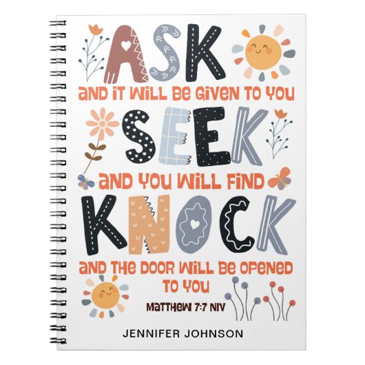 Prière Journal Écriture bible Matthieu 7:7 (Devant)